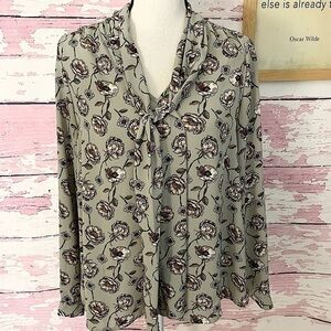 FENN WRIGHT MANSON Women’s Long Sleeve Floral Print Scarf Blouse Top Small